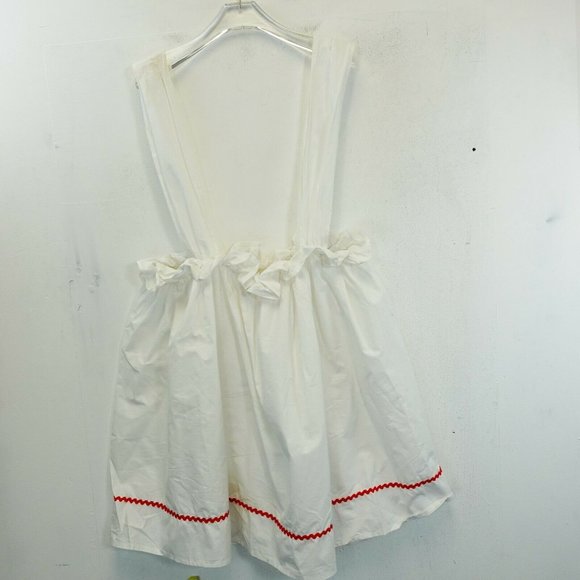 Womens White Flare Skirt Suspender Jumpsuit 1X XL Rag Doll Ruffle A-line Stretch - Picture 1 of 13